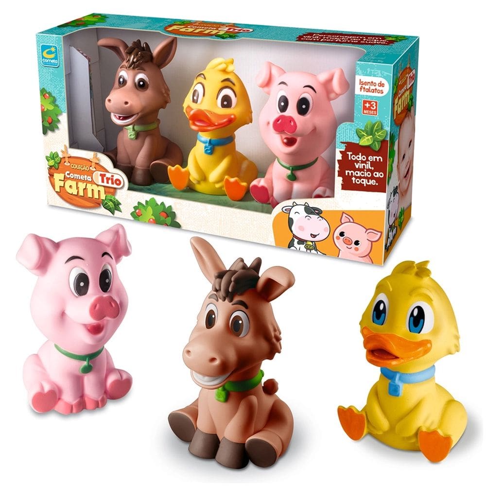Brinquedo Bebê de Apertar Conjunto Com 3 Unids Vinil Macio