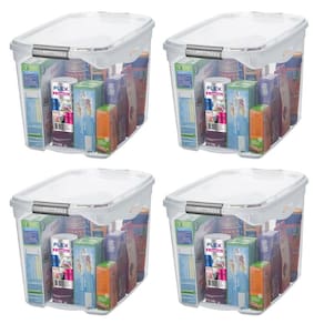Kit 4 Caixas Organizadora Plástica Transparente 36L Sanremo