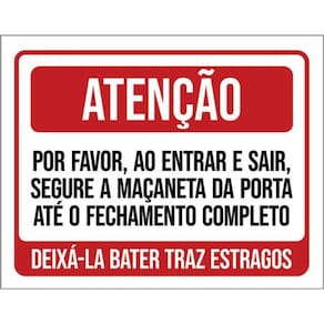 Kit 5 Placas Atenção Entrar Sair Segure Maçaneta