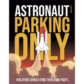Kit 5 Placas Sinalização - Astronaut Parking Only