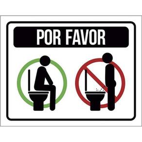 Kit 5 Placas Sinalização - Por Favor Regras Banheiro