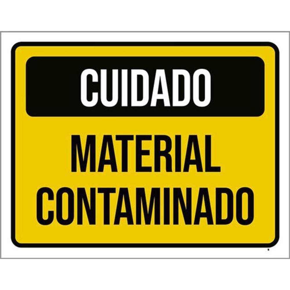 Kit 5 Placas Cuidado Material Contaminado Amarelo 36X46