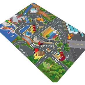 Pista Para Carrinhos Miniatura Cidade Lago Prédios 100X50Cm