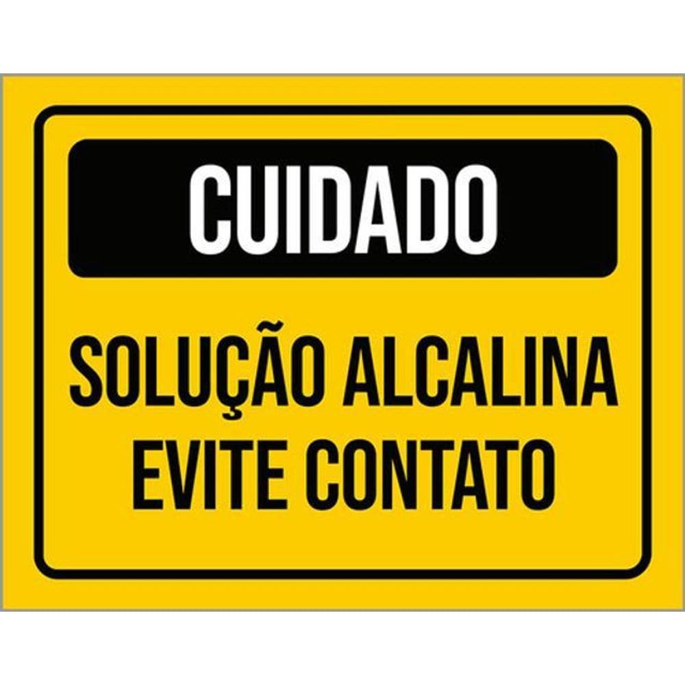 Kit 3 Placas Sinalização Atenção Solução Alcalina Evite