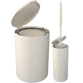 Lixeira para Banheiro 5L e Escova Sanitária Serene Cinza Claro - Coza