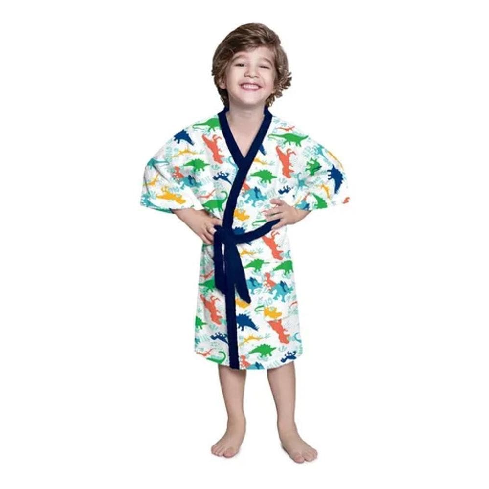 Roupao Felpudo Infantil Quimono Estampado Jurassico P Lepper