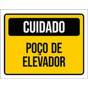 Kit 5 Placas Sinalização - Cuidado Poço Elevador