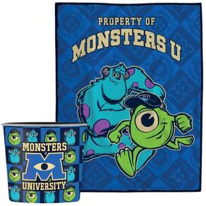 Kit Sully E Mike Felpuda Macia + Balde Pipoca Oficial Monstros S.A.