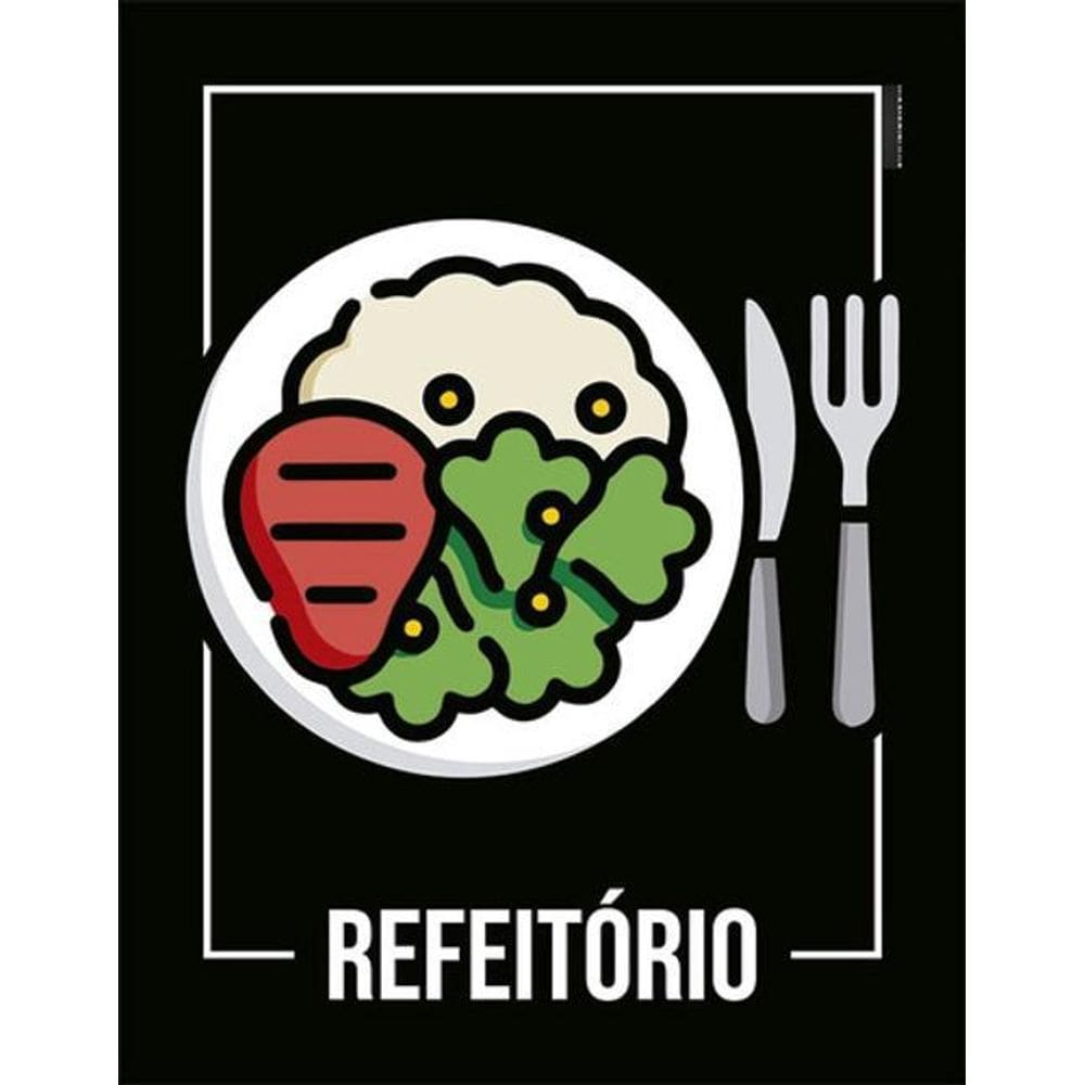 Kit 3 Placas Desenho - Refeitório