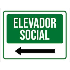 Kit 10 Placas Elevador Social Seta Esquerda