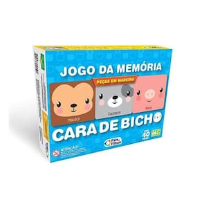Jogo da Memória Cara de Bicho Pais E Filhos 40 Peças Madeira