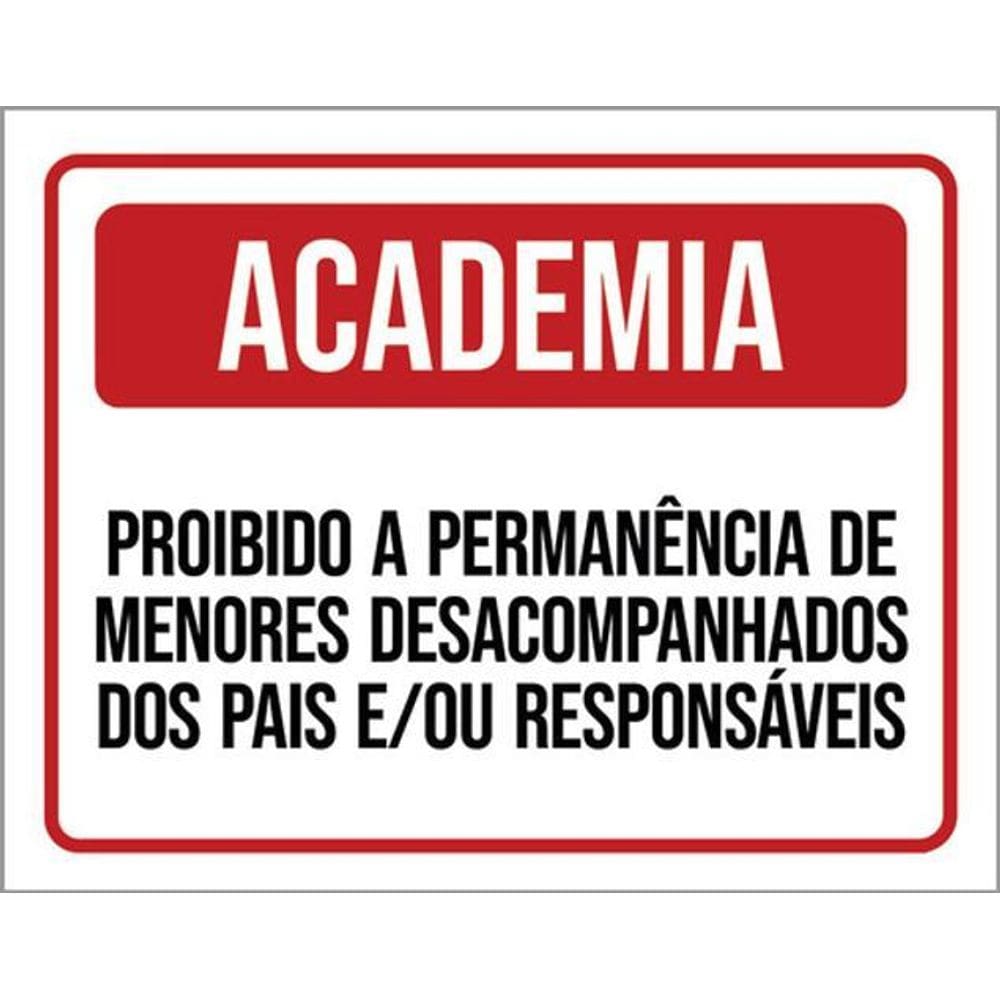 Kit 10 Placas Academia Proibido Menores Desacompanhados