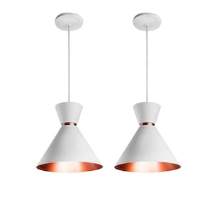 Kit 2 Pendente Luxo Rainha Elizabeth 18Cm Branco Cobre
