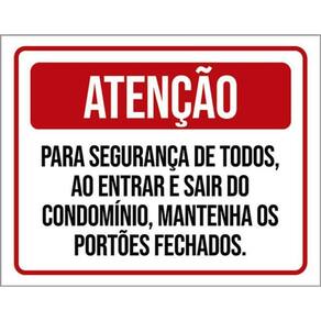 Kit 10 Placas Segurança Todos Entrar Sair 36X46