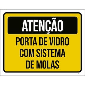 Kit 5 Placas Atenção Porta Vidro Sistema Molas 36X46