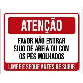 Kit 5 Placa Favor Entrar Sujo Areia Molhados36X46