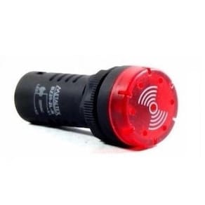 Sinaleiro Sonoro 22Mm Led 24Vca/Cc Vermelho Metaltex