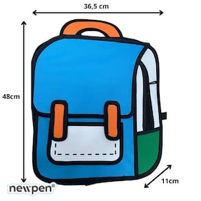 Mochila Bolsa Escolar 2D Desenho Cartoon Newpen Azul Grande
