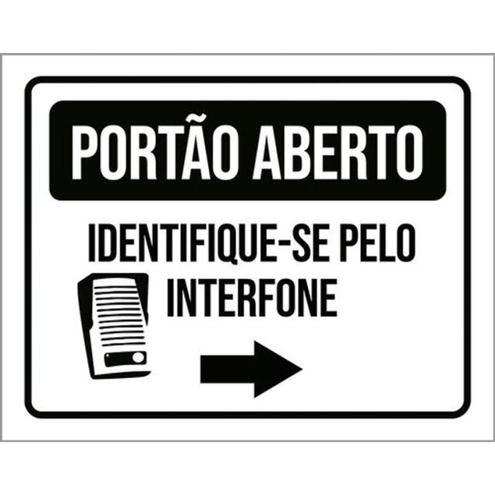 Kit 5 Placa Portão Averto Identifique-Se Pelo Interfone36X46
