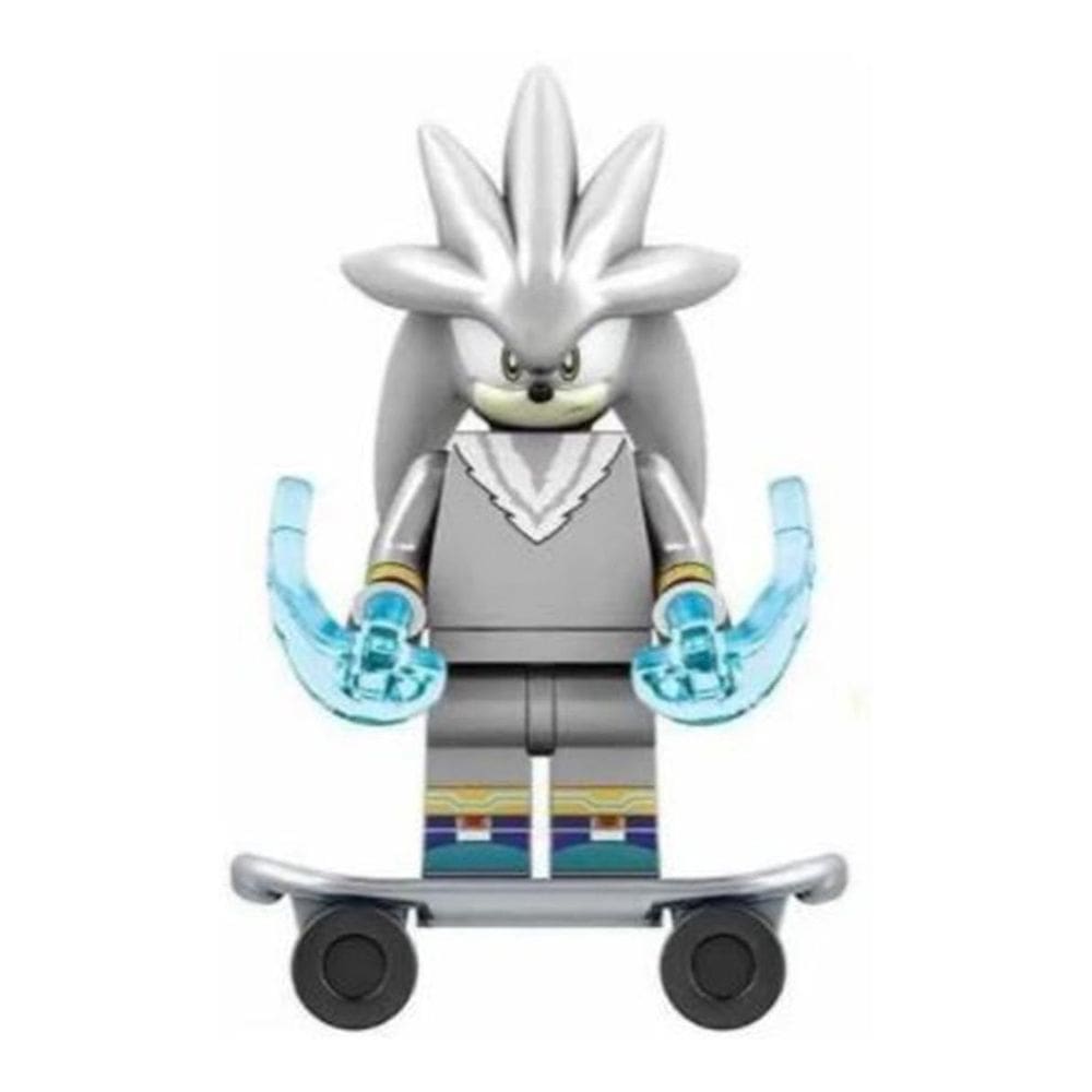Boneco Blocos De Montar Silver Skate Sonic The Hedgehog