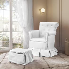 Poltrona de Amamentação Nana com Balanço e Puff Branco