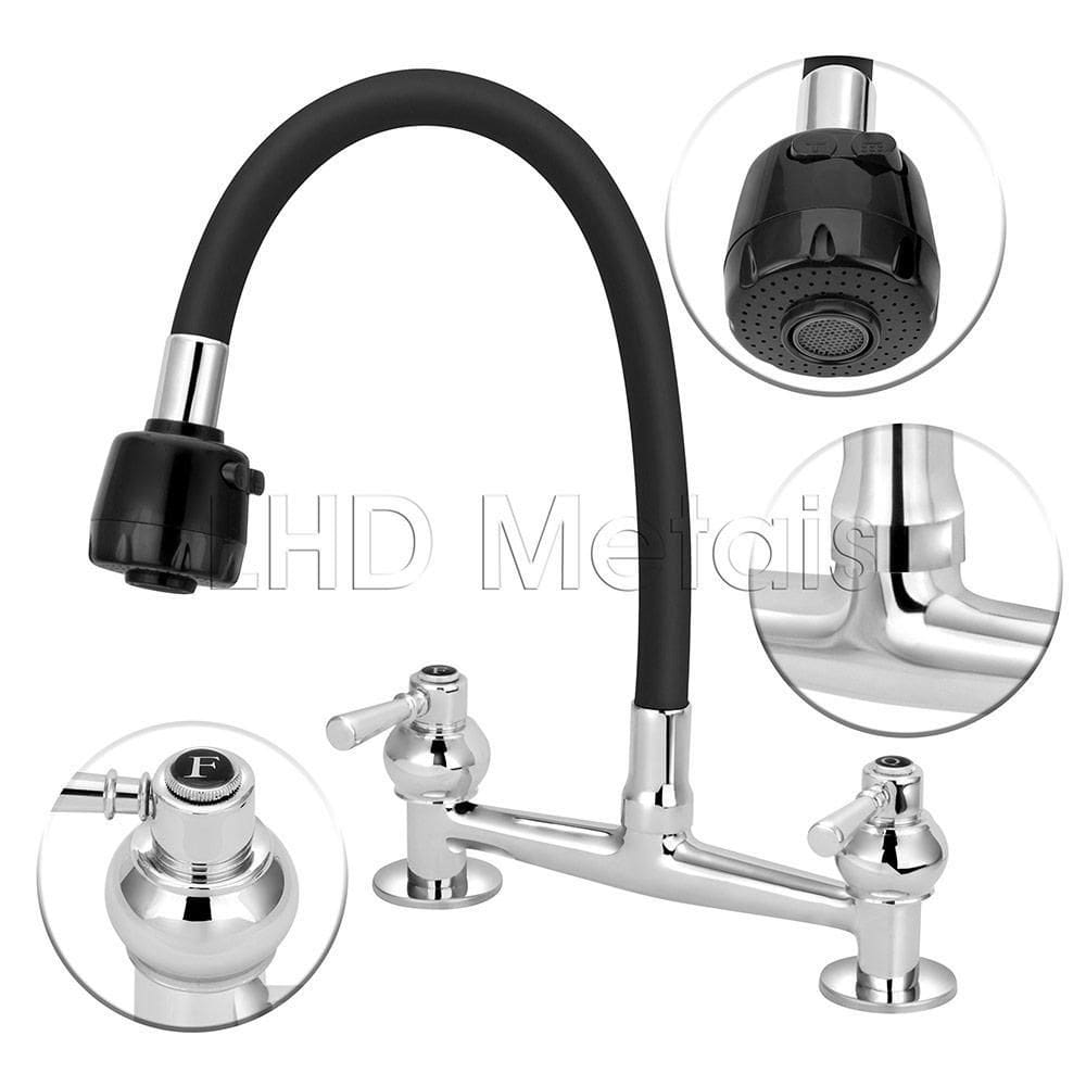 Torneira Misturador Gourmet Flexível Preto Cozinha Mesa 1/4V