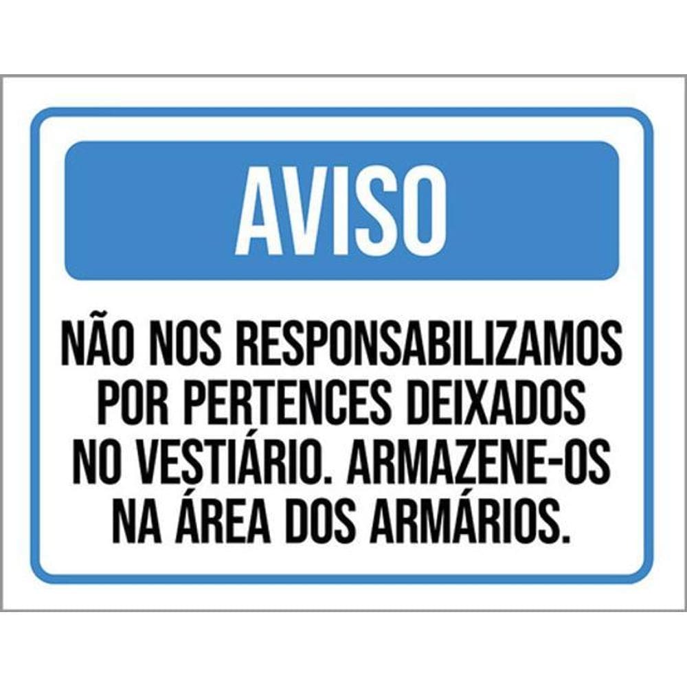 Kit 10 Placas Aviso Não Responsabilizamos Pertences