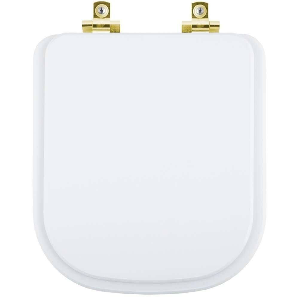 Assento Sanitário Soft Close Gap Branco para vaso Roca com Ferragem Dourada