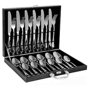 Faqueiro Inox Conjunto Talheres 24 Pçs Maleta Madeira Alça