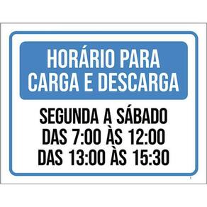 Kit 5 Placas Horário Carga Descarga Segunda Sábado