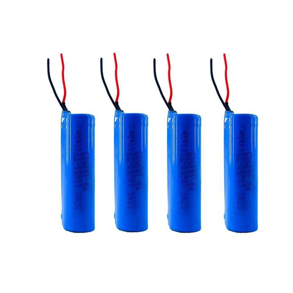 Kit 4 Super Baterias 3,7V 18650 2200Mah Com Fio