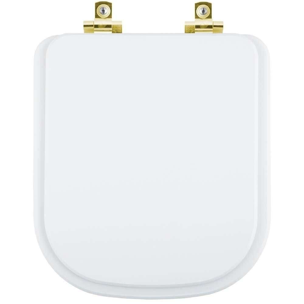Assento Sanitário com Fechamento Lento Elite Branco para vaso Celite com Ferragem Dourada