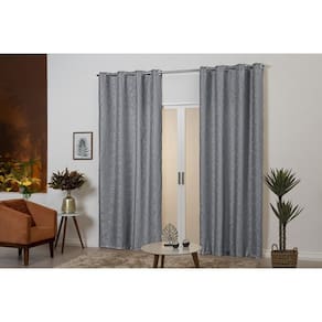 Cortina Jacquard 4M X 2,50M Cinza Sala Quarto Cozinha