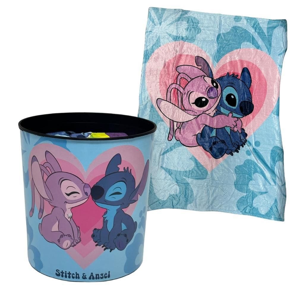 Kit Manta + Balde Pipoca Stitch Disney - Zona Criativa