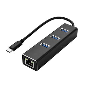Adaptador USB-C para Ethernet Rj45 c/ 3 USB 3.0 - 5 Gbps