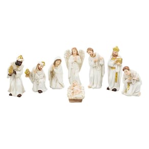 Presépio Branco Pequeno Completo P/ Árvore De Natal - 7,5cm