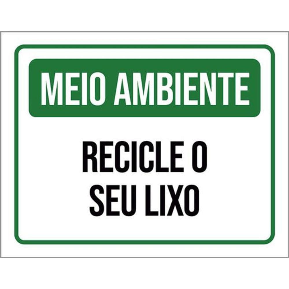 Kit 3 Placas Meio Ambiente Recicle Seu Lixo Verde