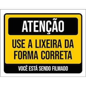Kit 5 Placas Atenção Use Lixeira Forma Correta Você Filmado