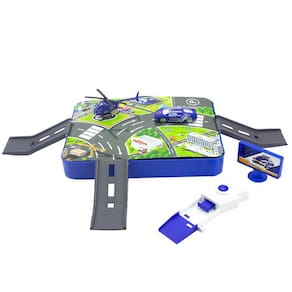 Kit Policia Pista Garagem Na Maleta Com 9 Peças