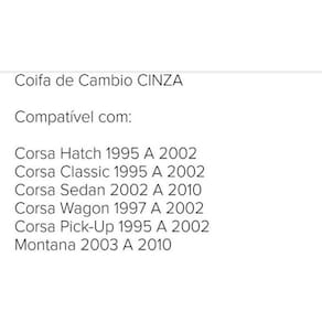 Coifa Cambio Cinza Corsa Puck-Up Classic 1995 96 9