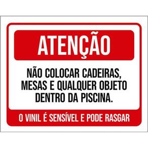 Kit 10 Placas Atenção Não Colocar Cadeiras Mesas Piscina