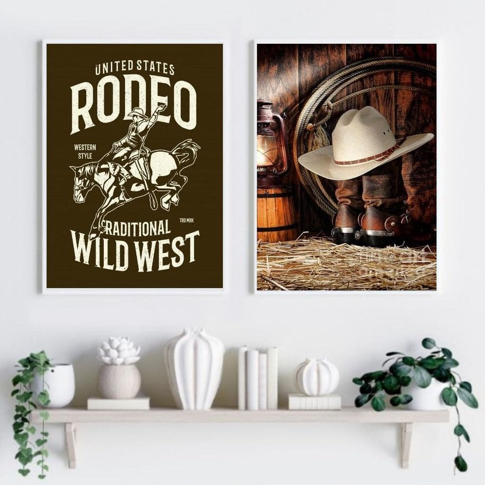Kit Composição 2 Quadros Decorativos Rodeio 33X24Cm