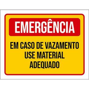 Kit 3 Placas Emergência Em Caso Vazamento Material