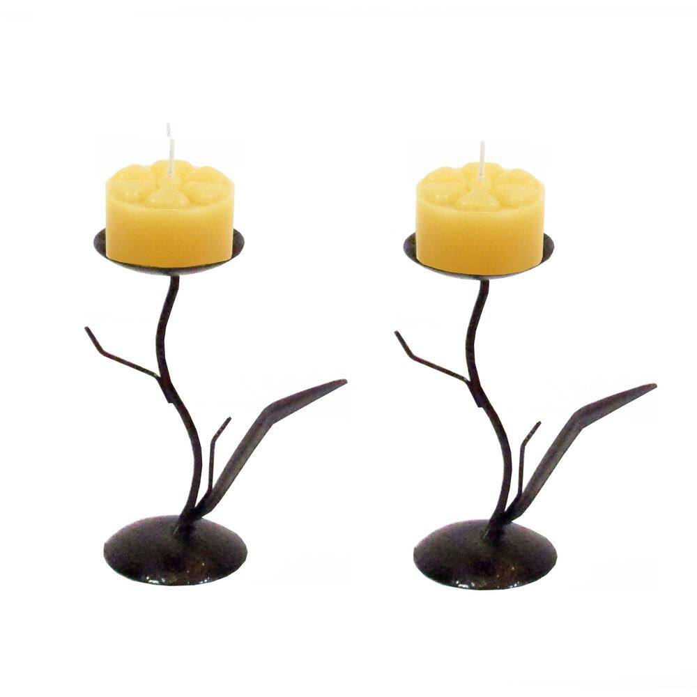 Par Castiçal Folha Fina P Decoração Candelabro Porta Vela