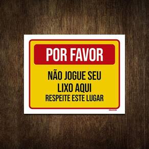 Placa De Sinalização - Por Favor Não Jogue Lixo 36X46