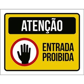 Kit 3 Placas Sinalização - Atenção Mãozinha Entrada Proibida