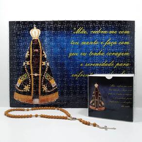 Quebra-Cabeça Religioso Nossa Senhora Aparecida De 300 pç + Terço Especial