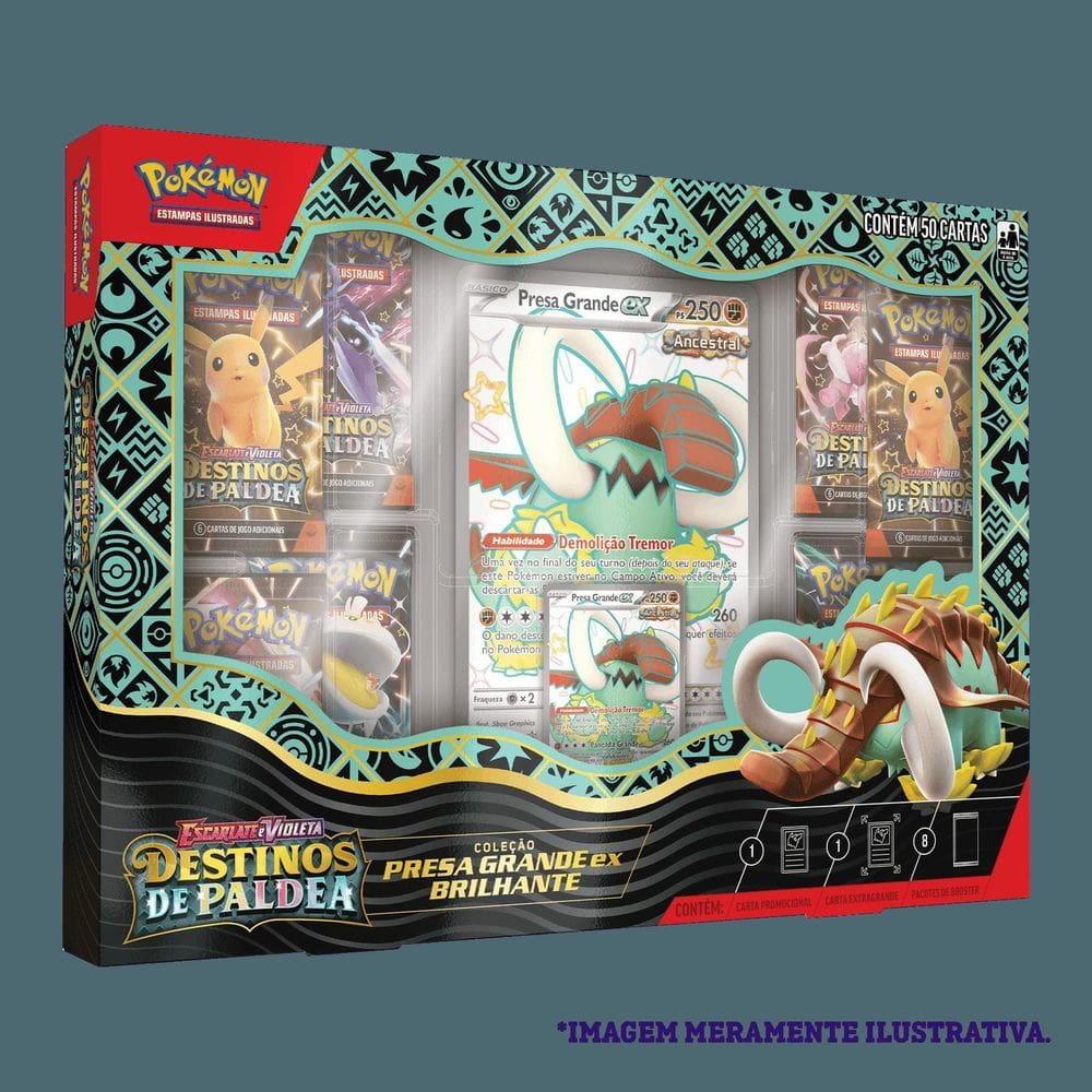 Box Pokémon Destinos Paldea Presa Grande Ex Brilhante Copag