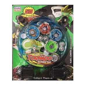 Kit 4 Beyblade Metal Fusion Led Tornado + Arena + 2 Lançador