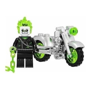 Boneco Blocos De Montar Moto Motoqueiro Fantasma Air Chain